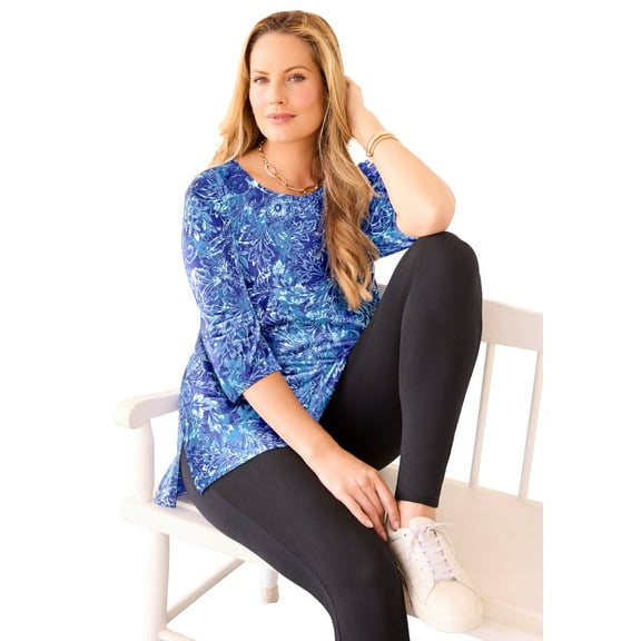 Catherines Women's Plus Size Easy Fit 3/4-Sleeve Scoopneck Tunic