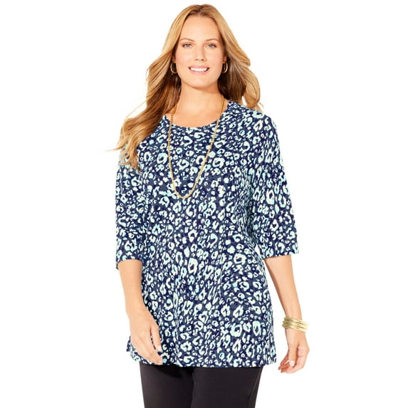 Catherines Women's Plus Size Easy Fit 3/4-Sleeve Scoopneck Tunic