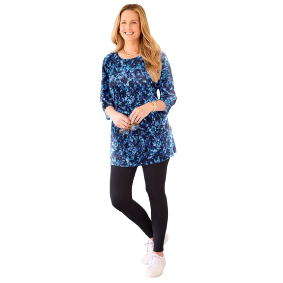Catherines Women's Plus Size Easy Fit 3/4-Sleeve Scoopneck Tunic