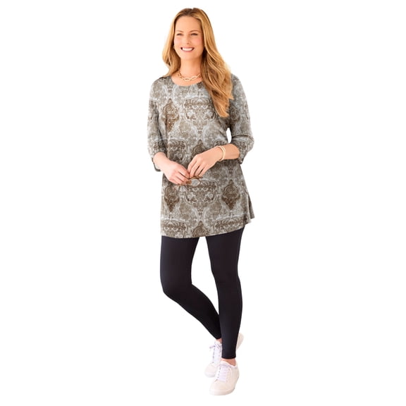 Catherines Women's Plus Size Easy Fit 3/4-Sleeve Scoopneck Tunic
