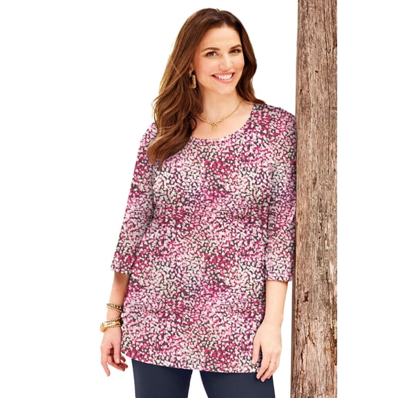 Catherines Women's Plus Size Easy Fit 3/4-Sleeve Scoopneck Tunic