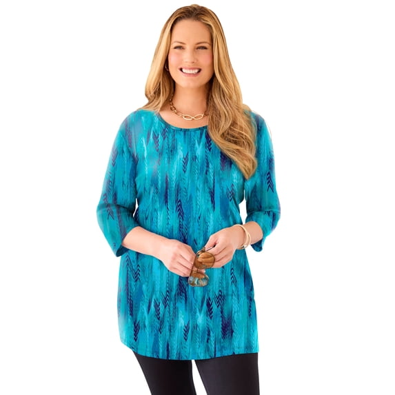 Catherines Women's Plus Size Easy Fit 3/4-Sleeve Scoopneck Tunic