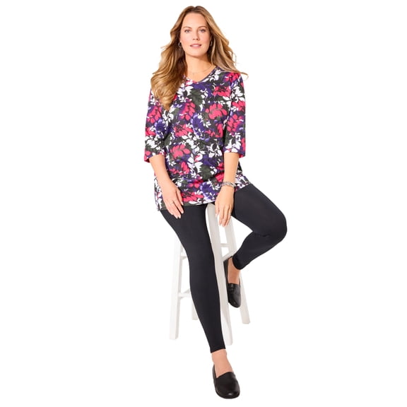 Catherines Women's Plus Size Easy Fit 3/4-Sleeve V-Neck Tunic