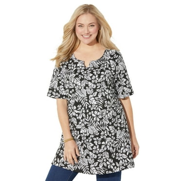 Catherines Women's Plus Size Easy Fit Notch-Neck Tee