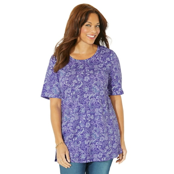 Catherines Women's Plus Size Easy Fit Short Sleeve Scoopneck Tunic