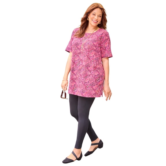 Catherines Women's Plus Size Easy Fit Short Sleeve Scoopneck Tunic