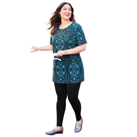 Catherines Women's Plus Size Easy Fit Short Sleeve Scoopneck Tunic