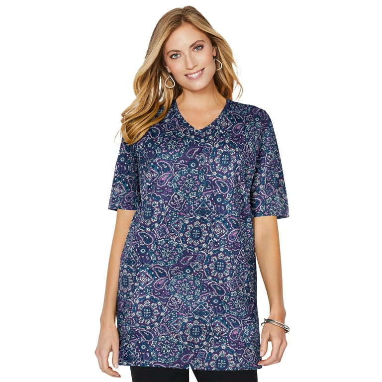 Catherines Women s Plus Size Easy Fit Short Sleeve V Neck Tunic