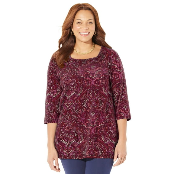Catherines Women's Plus Size Easy Fit Squareneck Tunic