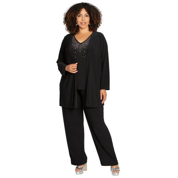 Catherines Women's Plus Size Embellished 3-Piece Pant Suit