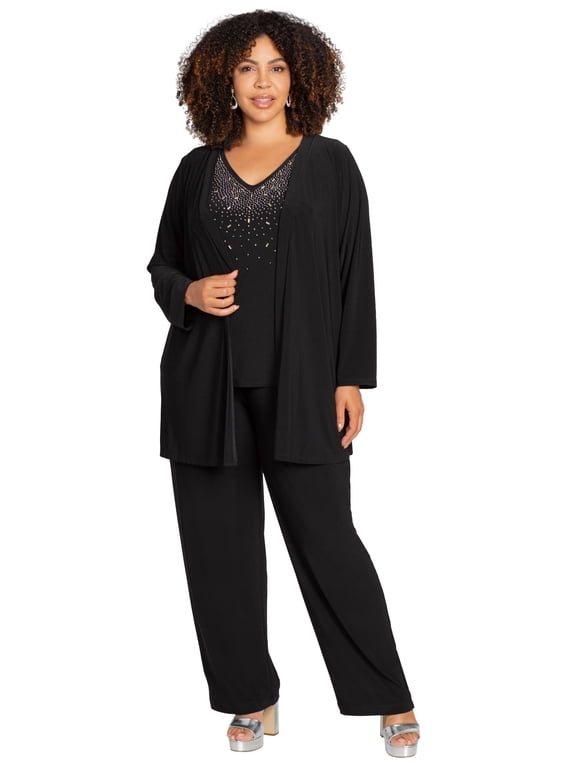 Women's Plus Size Embellished 3-Piece Pant Set