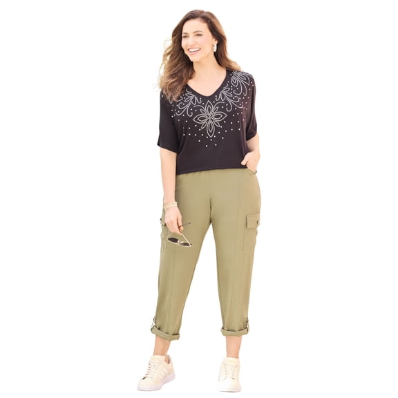 Catherines Women's Plus Size Embellished Dolman Tunic
