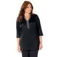 thumbnail image 1 of Catherines Women's Plus Size Embellished-Neck Satin Tunic, 1 of 6
