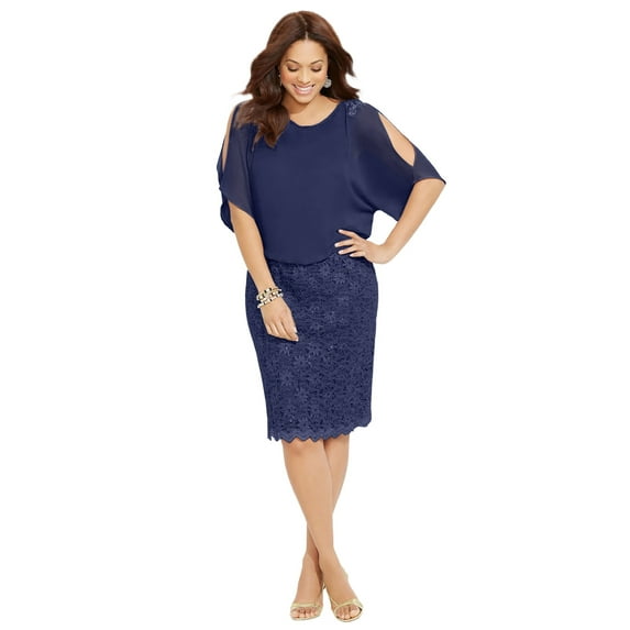 Catherines Women's Plus Size Embellished Open Sleeve Dress
