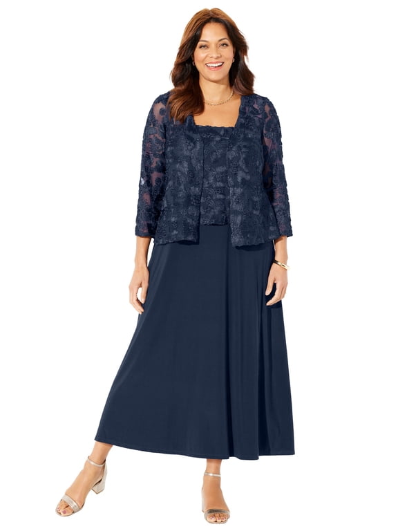 Women's Plus Size Embroidered Jacket Dress