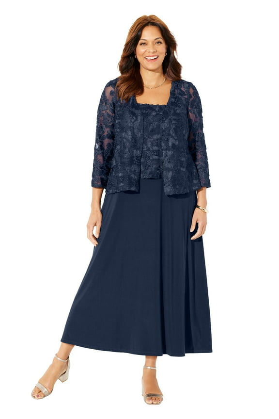 Women's Plus Size Embroidered Jacket Dress