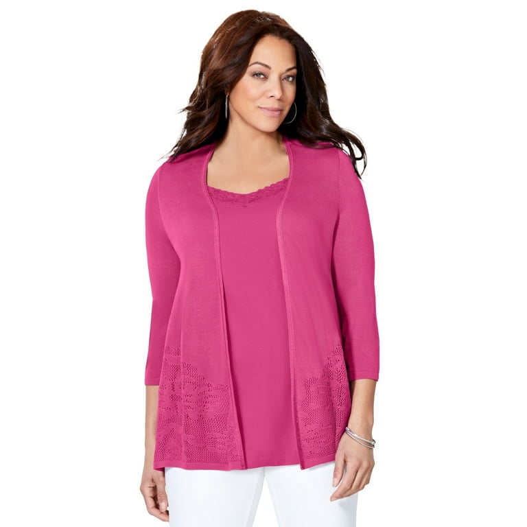 Embroidered cardigan top plus size