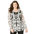 thumbnail image 1 of Catherines Women's Plus Size Embroidered Mesh Top, 1 of 4