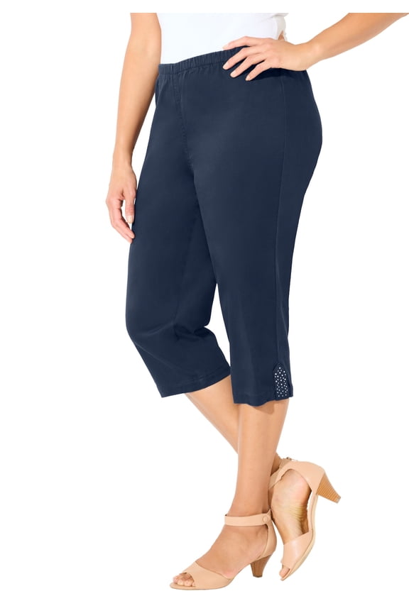 Women's Plus Size Everyday Capri With Sparkle Hem
