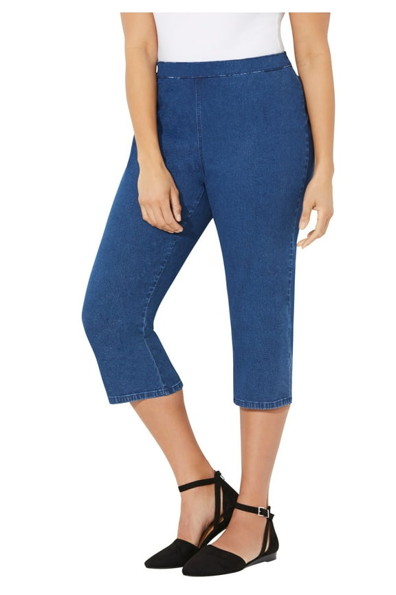 Women's Plus Size Everyday Denim Pull-On Capri