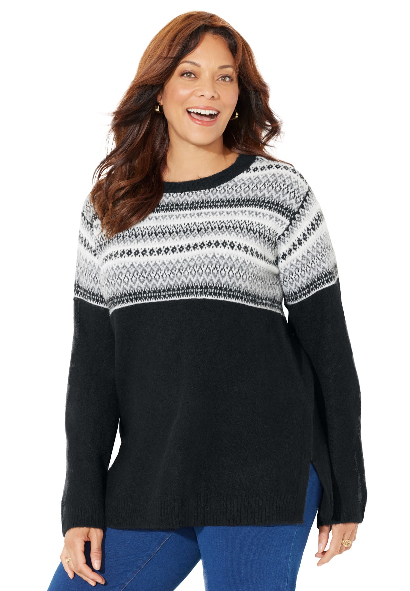 Catherines Women's Plus Size Fair Isle Pullover Sweater
