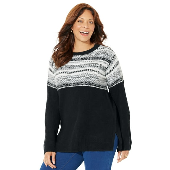 Catherines Women's Plus Size Fair Isle Pullover Sweater