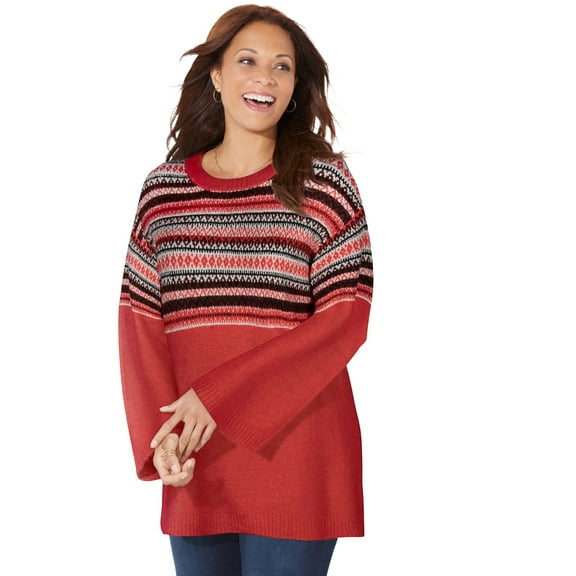 Catherines Women's Plus Size Fair Isle Pullover Sweater