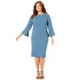 thumbnail image 1 of Catherines Women's Plus Size Faux Pearl Trim Ruffle Sleeve Shift Dress, 1 of 4