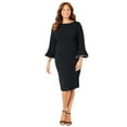 thumbnail image 1 of Catherines Women's Plus Size Faux Pearl Trim Ruffle Sleeve Shift Dress, 1 of 4