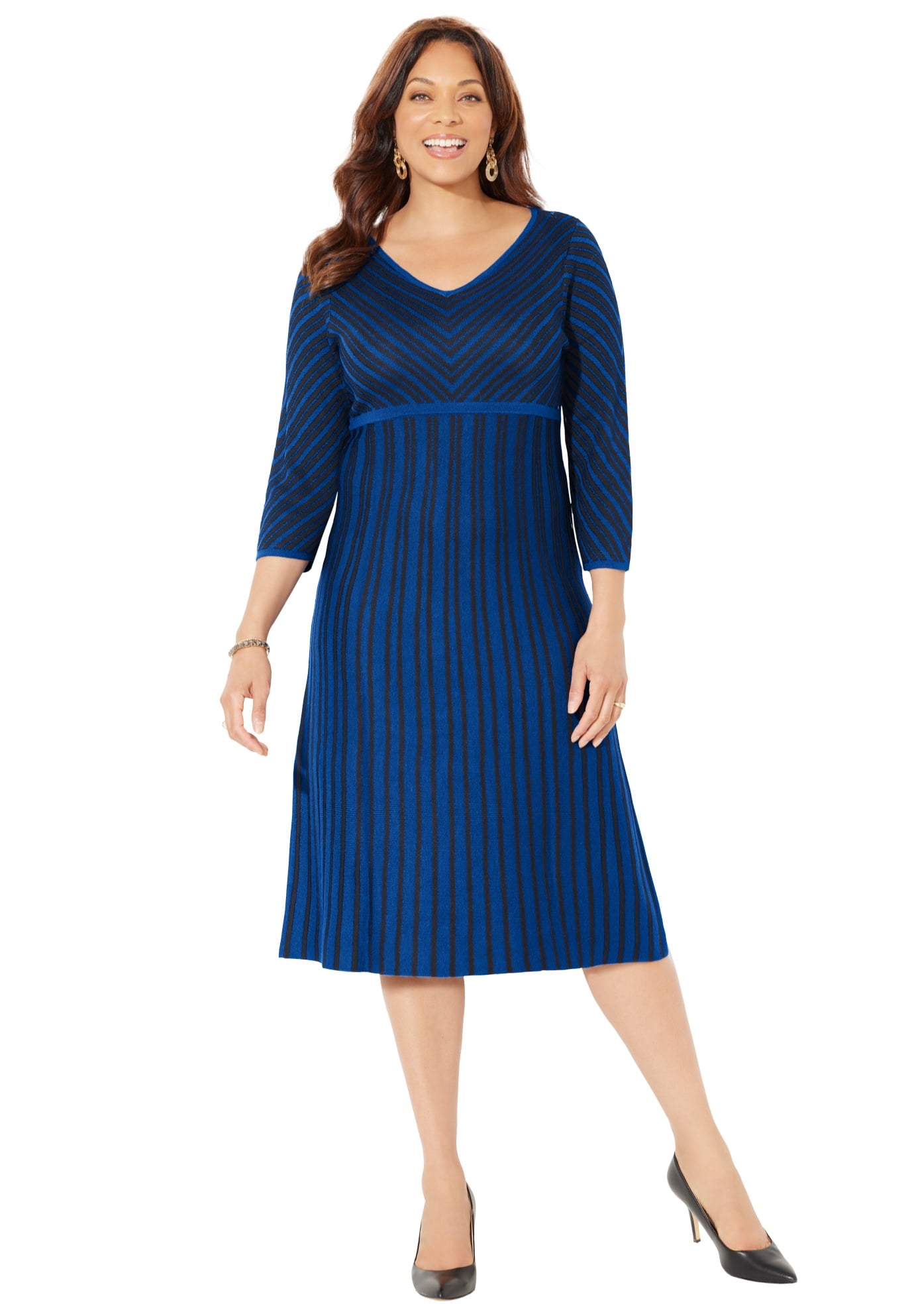 Catherines Women's Plus Size Fit N' Flare Sweater Dress - Walmart.com