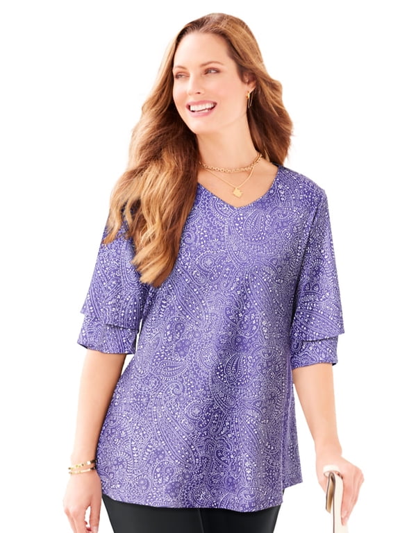Women's Plus Size Flutter Sleeve Swing Top