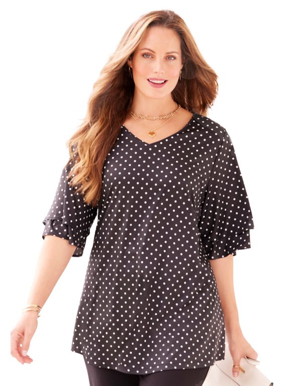 Women's Plus Size Flutter Sleeve Swing Top