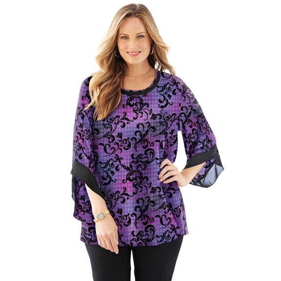 Catherines Women's Plus Size Dream Drape Flutter Sleeve Top