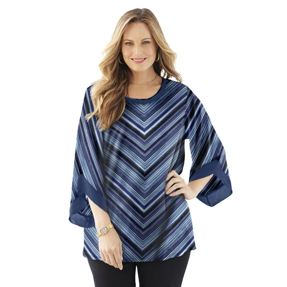 Catherines Women's Plus Size Dream Drape Flutter Sleeve Top