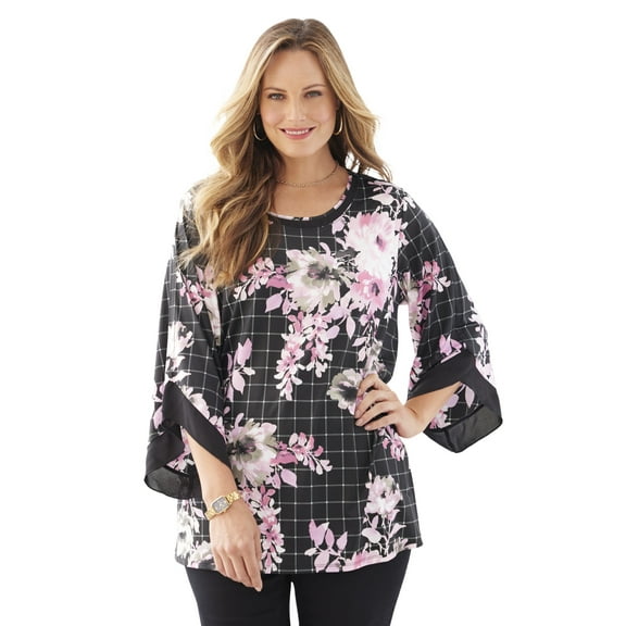 Catherines Women's Plus Size Dream Drape Flutter Sleeve Top