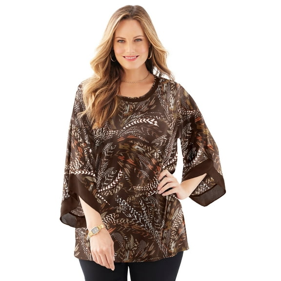 Catherines Women's Plus Size Dream Drape Flutter Sleeve Top