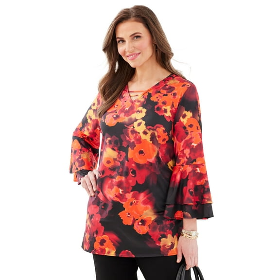 Catherines Women's Plus Size Dream Drape Bell Sleeve Top