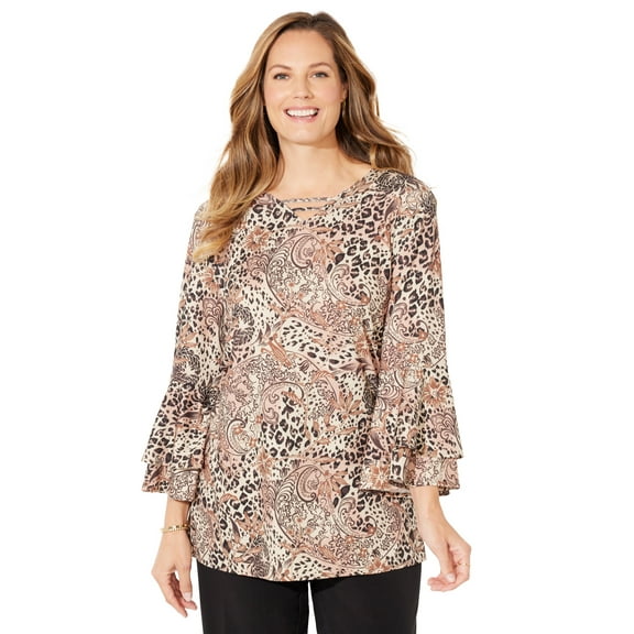 Catherines Women's Plus Size Dream Drape Bell Sleeve Top