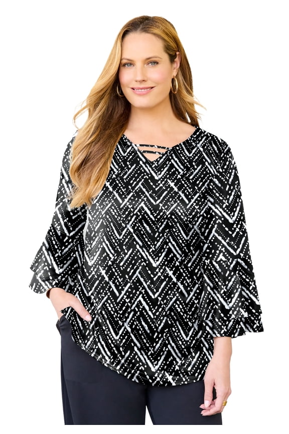 Women's Plus Size Dream Drape Bell Sleeve Top