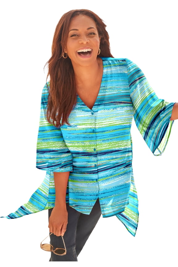 Women's Plus Size Fresh Angle Buttonfront Blouse