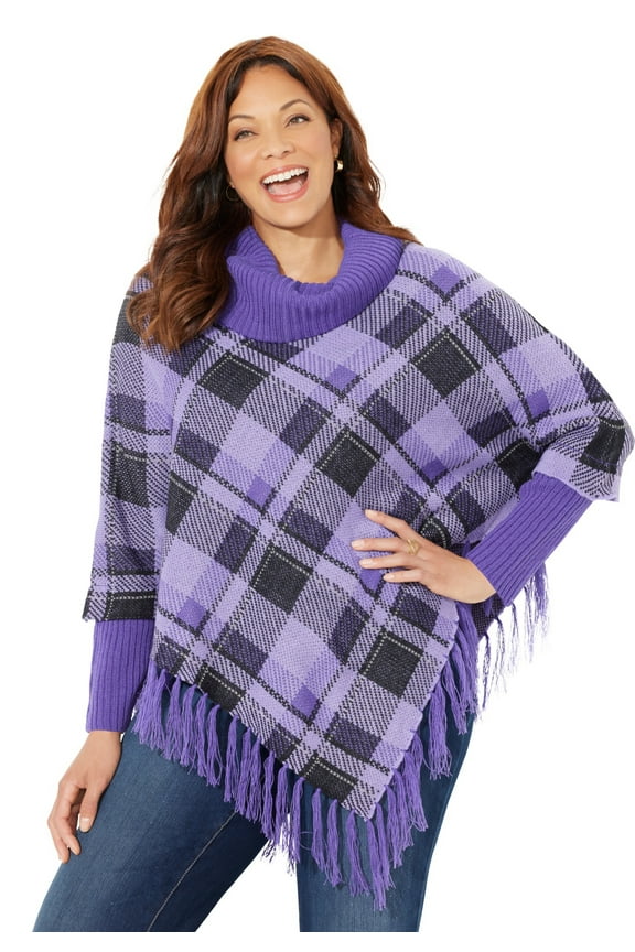 Women's Plus Size Fringe Poncho Duet