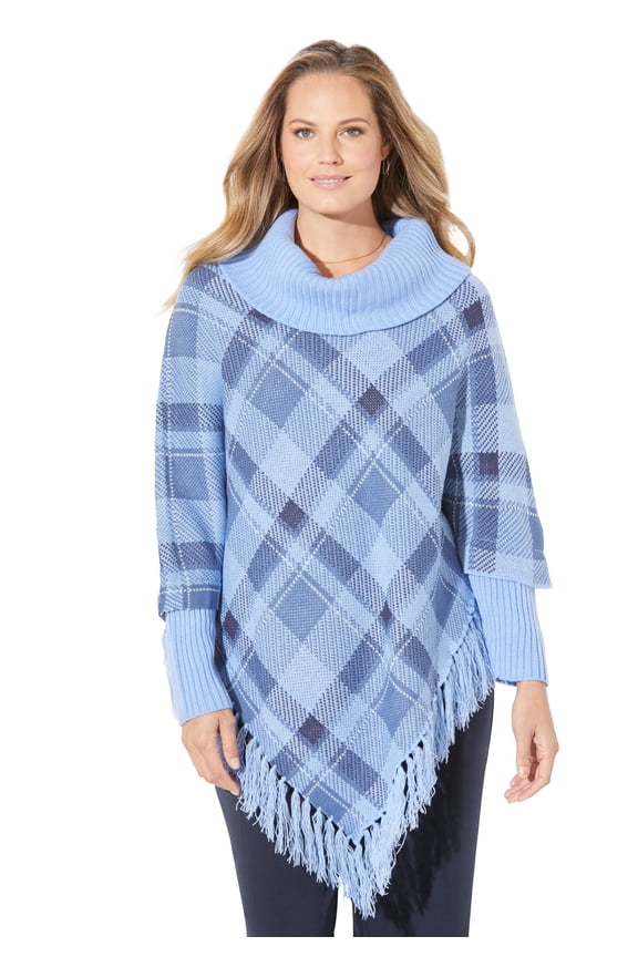 Women's Plus Size Fringe Poncho Duet