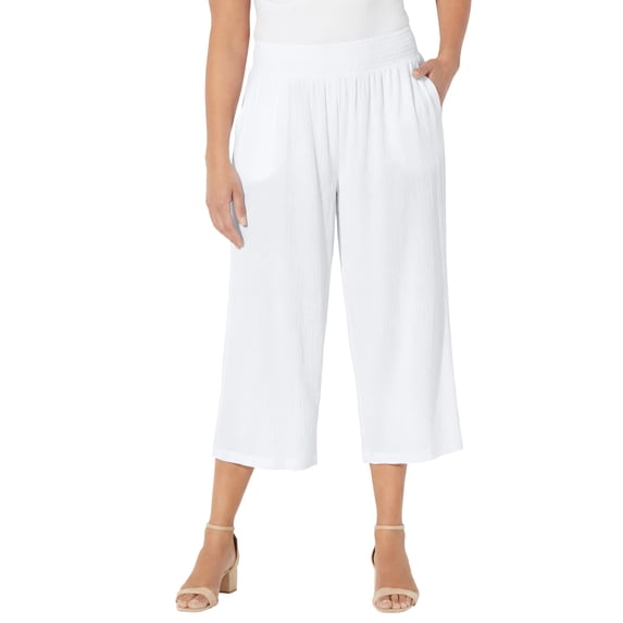 Catherines Women's Plus Size Gauze Pull-On Capri