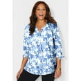 thumbnail image 1 of Catherines Women's Plus Size Georgette Button Down Tie Sleeve Cafe Blouse, 1 of 6