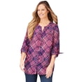 thumbnail image 1 of Catherines Women's Plus Size Georgette Buttonfront Tie Sleeve Cafe Blouse, 1 of 6