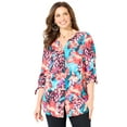 thumbnail image 1 of Catherines Women's Plus Size Georgette Button Down Tie Sleeve Cafe Blouse, 1 of 6