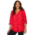 thumbnail image 1 of Catherines Women's Plus Size Georgette Button Down Tie Sleeve Cafe Blouse, 1 of 6
