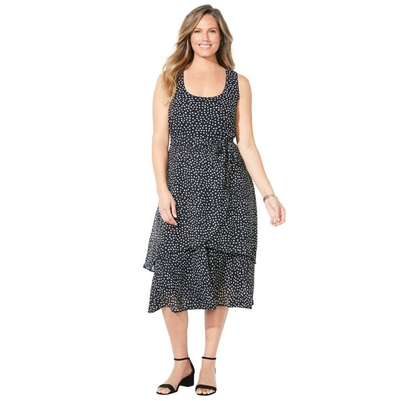 Catherines Women's Plus Size Georgette Flyaway Midi Dress