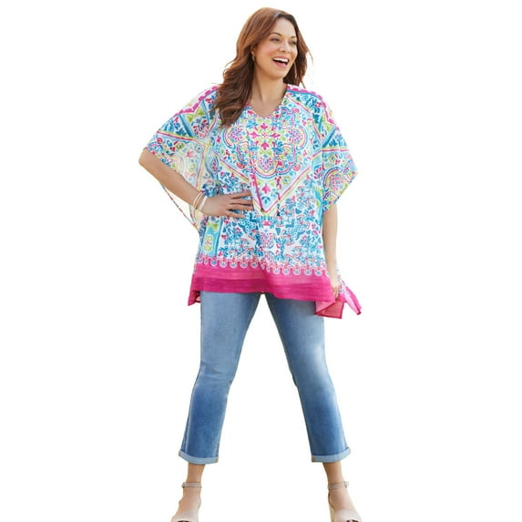 Catherines Women's Plus Size Georgette Peasant Poncho