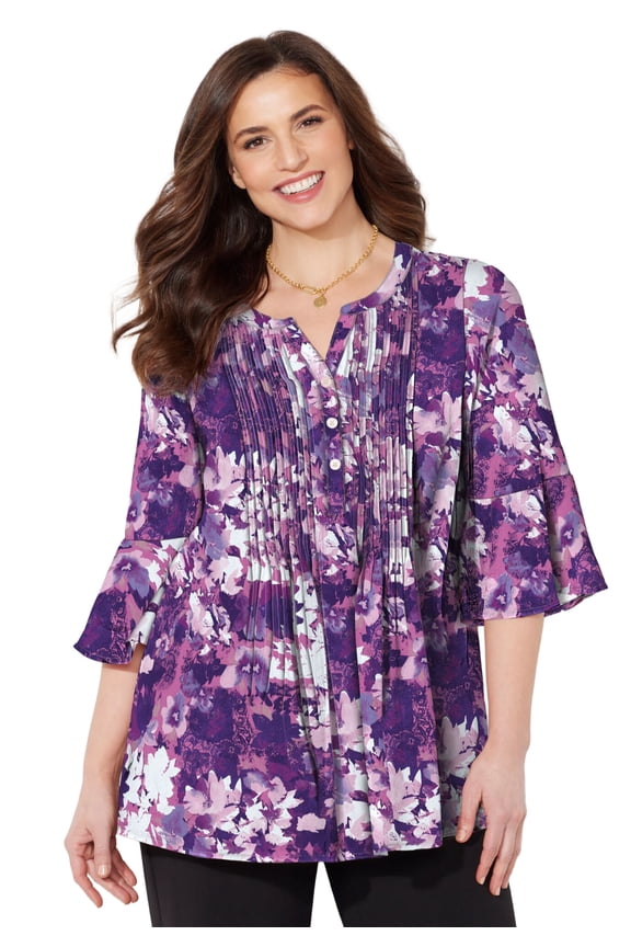 Women's Plus Size Georgette Pintuck Blouse